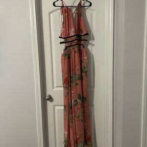 Long/Maci chiffon coral/floral dress w/ sexy side